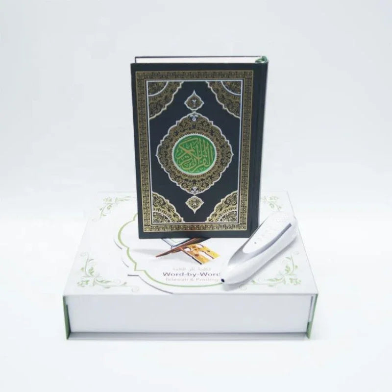 Digital Quran Reading Pen with Small Quran Book Wooden Box Word by Word Audio