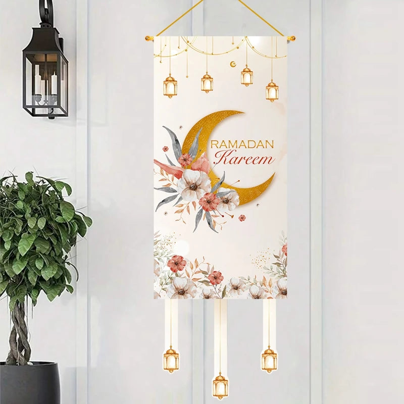 Eid Mubarak Decoration Hanging Flag Eid Mubarak Decor 2025 for Home Islamic Muslim Party Decor Ramadan Kareem Eid Al-Fitr Gift