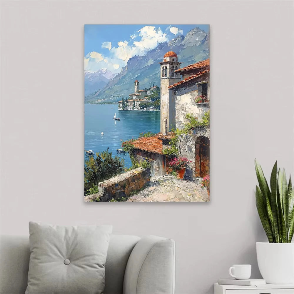 Karachi Pakistan Watercolor Canvas Painting Paros Greece Sunset Watercolor Travel Wall Art Prints Greek Europe Mediterranean Art
