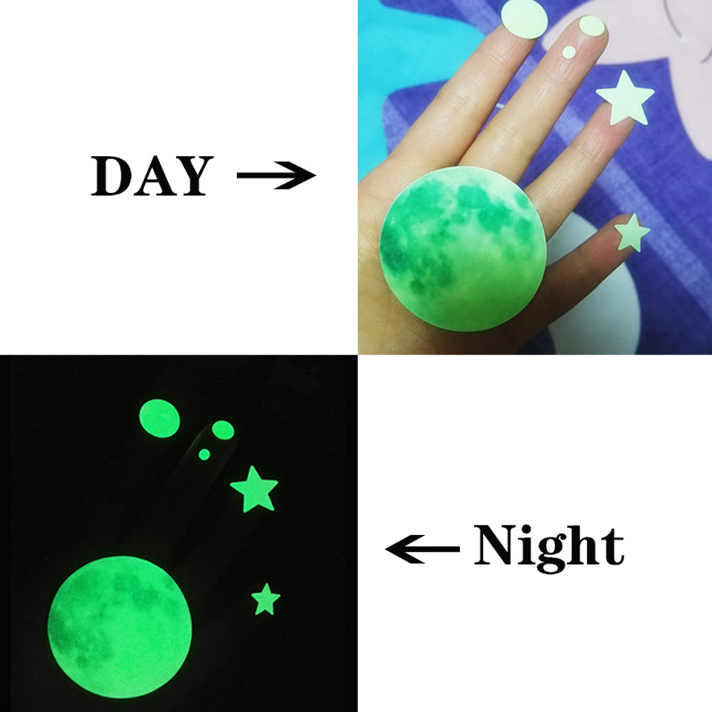 637/849Pc Luminous Moon Stars Wall Stickers PVC Glow in the Dark 3D Home Decoration Wall Decals Set for DIY Kids Bedroom Ceiling