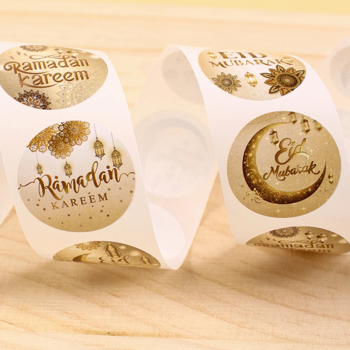 500pcs Eid Mubarak Stickers Gold Labels for Home 2025 Ramadan Kareem Islam Muslim Party Eid Al Adha Gifts Ramadan Mubarak