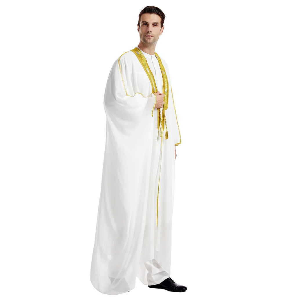 Eid Muslim Men Jubba Thobe Mens Cardigan Abaya Long Dress Islamic Ramadan Kimono Long Robe Saudi Arabic Musulman Caftan Dubai