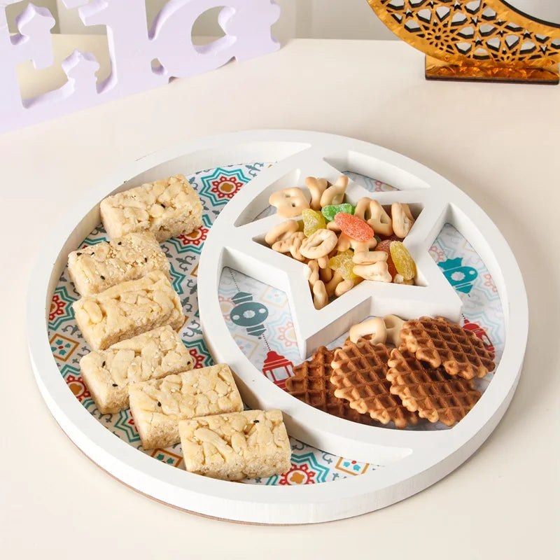 EID Mubarak Decor Wooden Tray Ramadan Decoration for Home Islamic Muslim Party Decor Mubarak Ramadan Kareem Gift Eid Al Adha