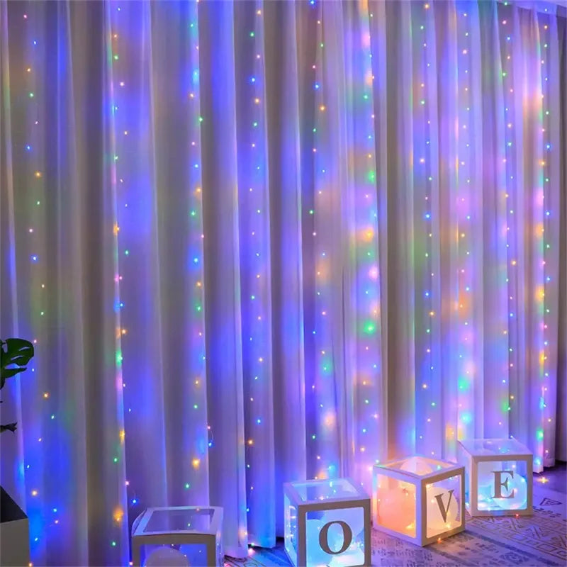 LED Curtain Fairy Light String Battery Power Outdoor Bedroom Decoration Ramadan Home Decoration 2026 Valentine's Day Eid Mubarak