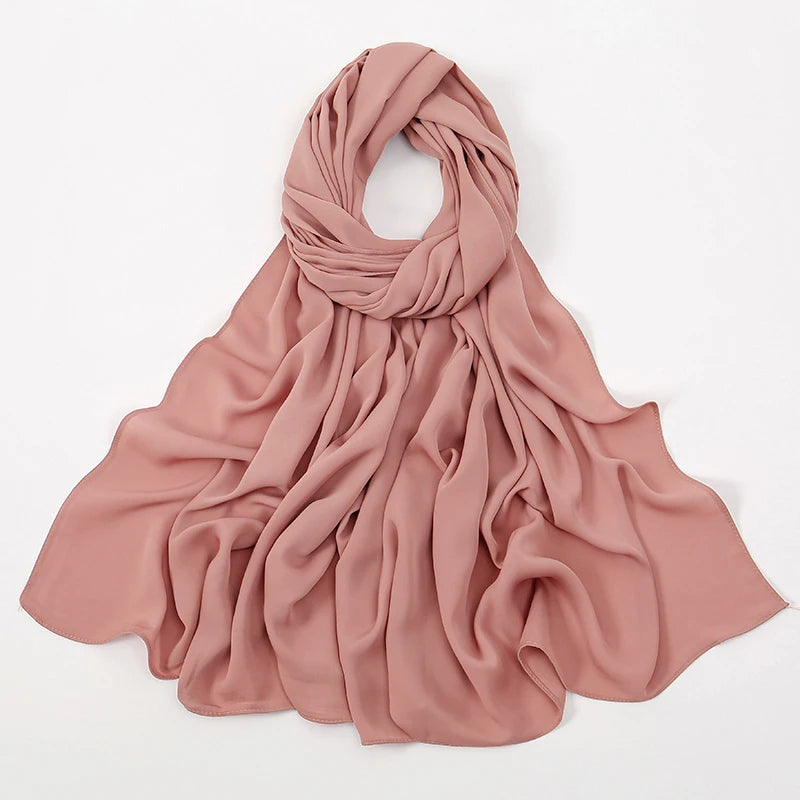 New Medina Silk Chiffon Hijab Premium Chiffon Muslim Hijabs Scarf For Women Heavy Poka Chiffon Shawl Headscarf Wrap Islam Turban