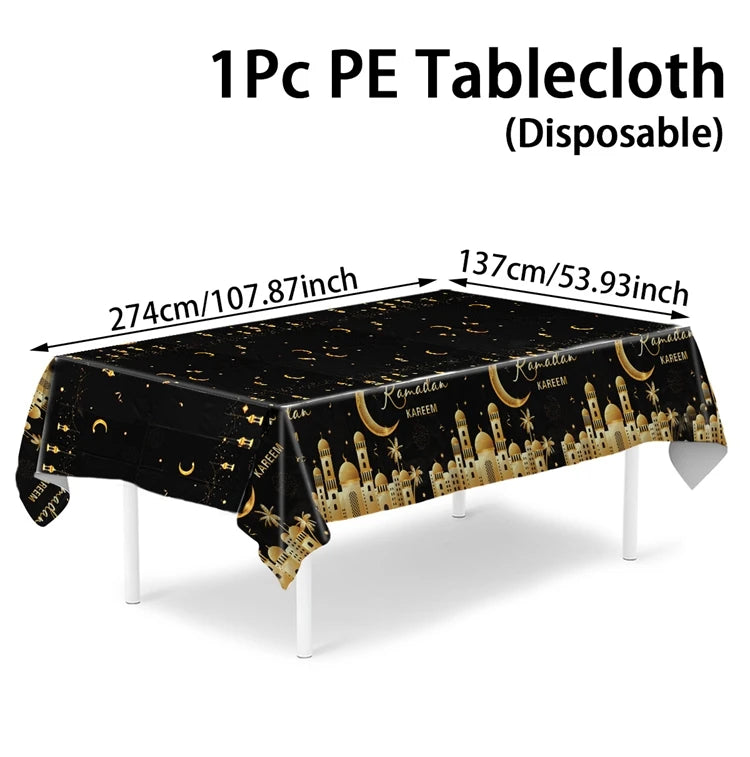 Eid Mubarak Tablecloths Ramadan Decoration 2025 for Home Islamic Muslim Party Decor Ramadan Kareem Tableware Eid Al Adha Gifts