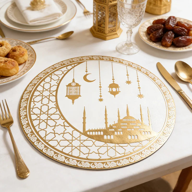 Ramadan Moon and Flower Patterns Table Festive Party Decorati, Suitable for Families, Hotels, Restaurants Eid Party Decor