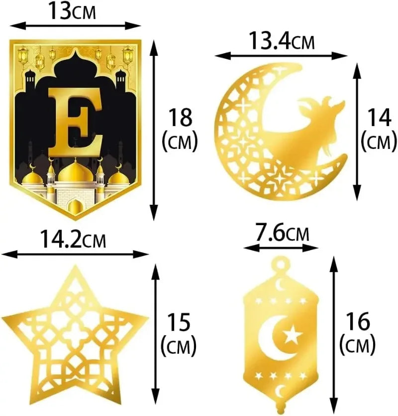 Vibrant Eid Party Decorations Ramadan Flags Banners Moon Star Hanging Decor for Creating A Festive Atmosphere in Home Yard