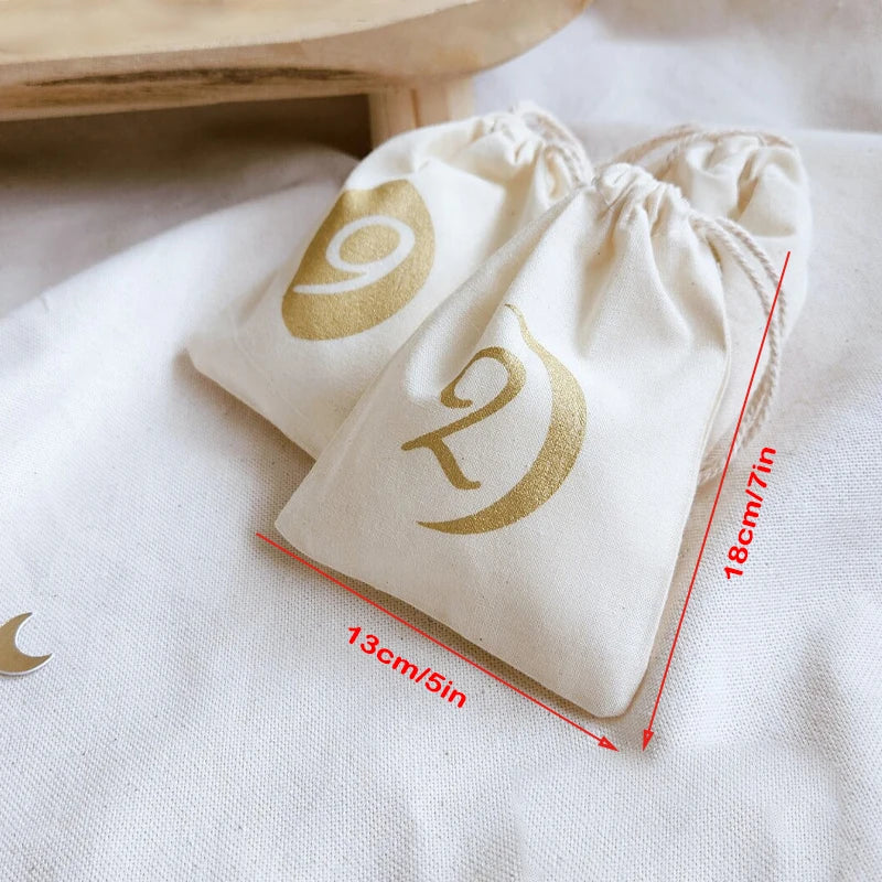 30 Days Lunar Moon Ramadan Countdown Calendar Bags Muslim Islamic Eid Al-Fitr Home Wall Hanging Decoration Kids Boys Girls Gift