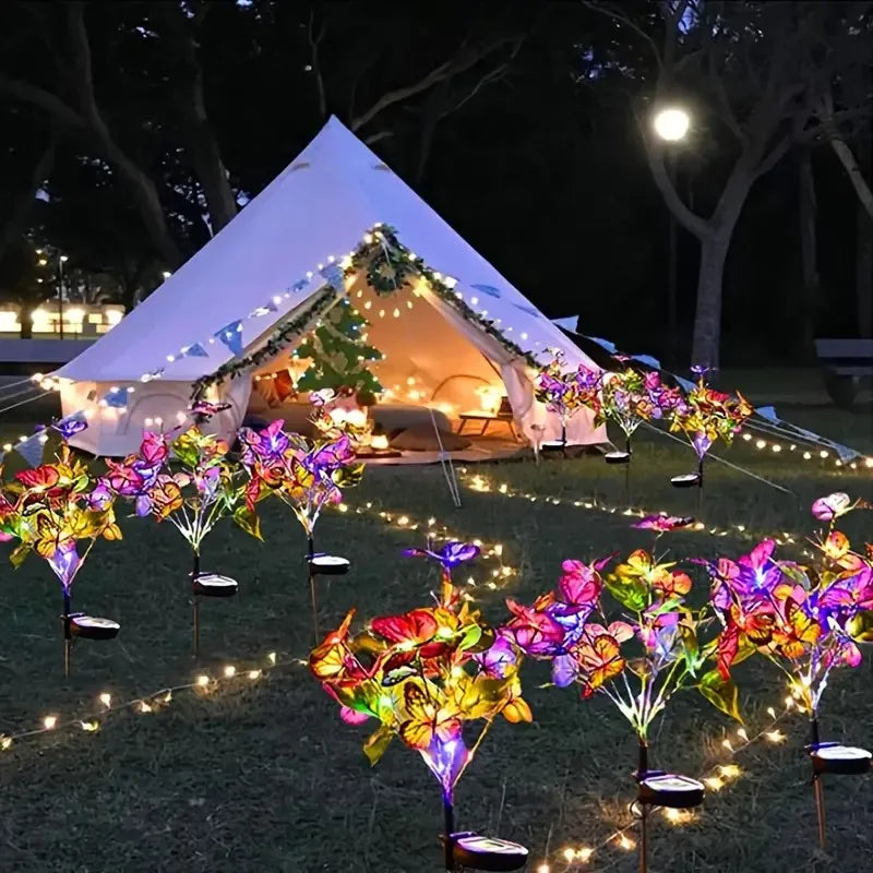 Ramadan Decorations 2026 Wedding Party Valentine's Day Camping LED Outdoor Garden Fairy Simulation Butterfly Solar Lawn Lamp
