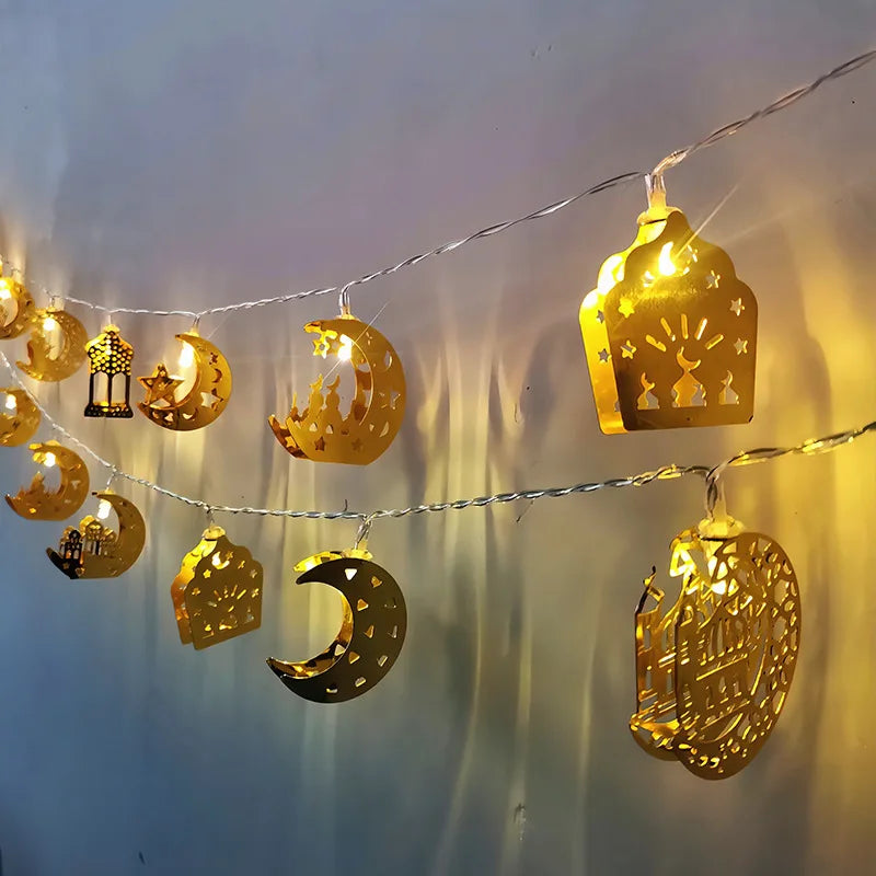 Moon Star LED String Light Castle Ramadan Kareem Decorati for Home Islam Muslim Party Festival Hanging Pendant Eid Al Adha Gifts