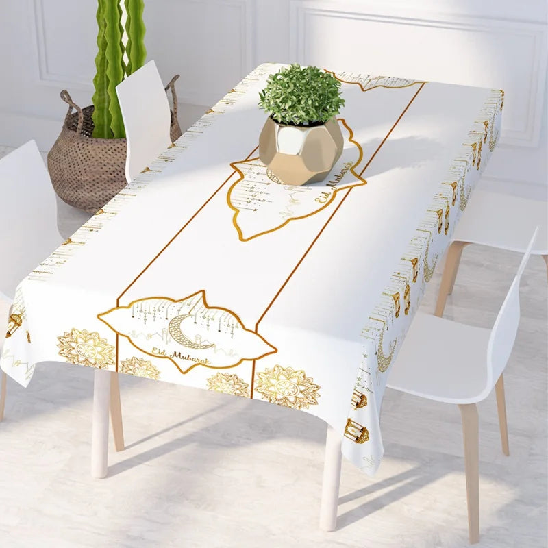 Eid Mubarak Tablecloths Ramadan Decoration for Home 2025 Islamic Muslim Party Decor Ramadan Tableware Supplies Eid Al Adha Gift
