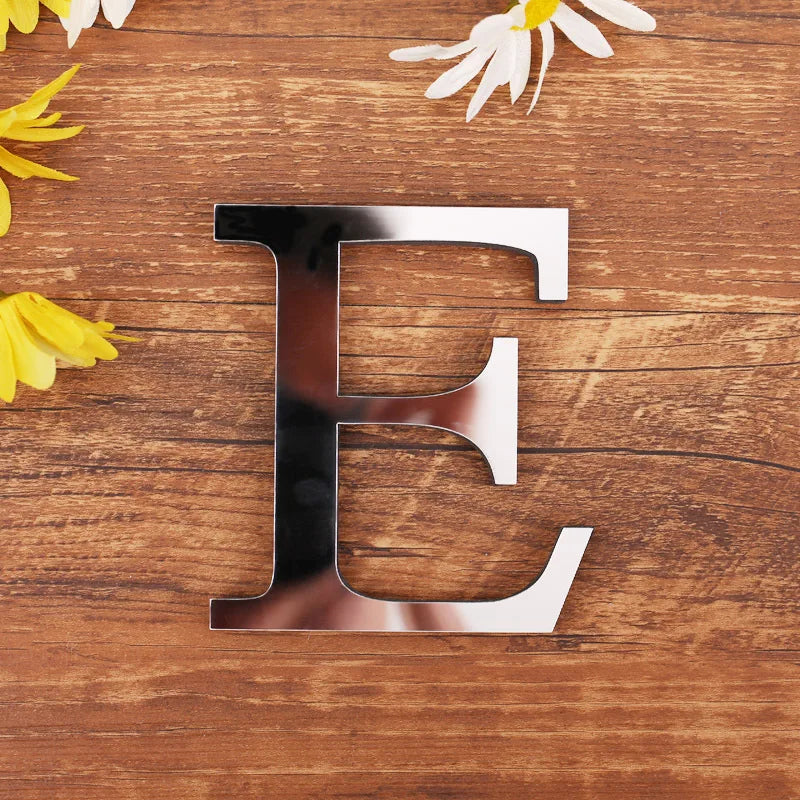 Acrylic Mirror 3D Alphabet  House Number Wall Sticker English Alphabet Sticker Decoration Wedding love letters Decorative