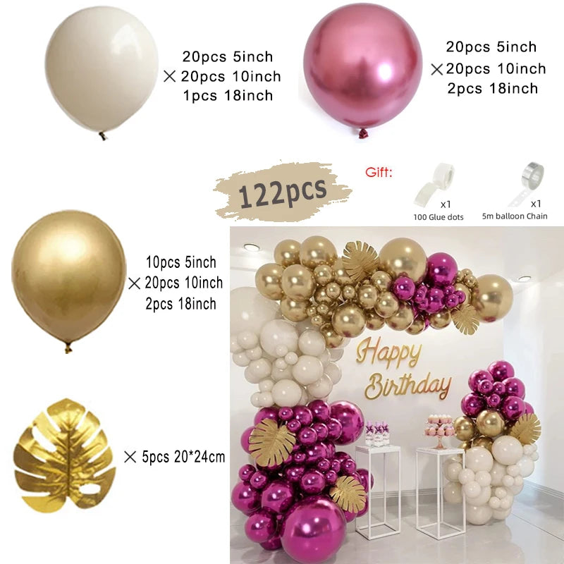 Macaron Pink Balloon Garland Arch Kit Wedding Birthday Party Decor Kids Rose Gold Latex Balloons Baby Shower Decorations Chain