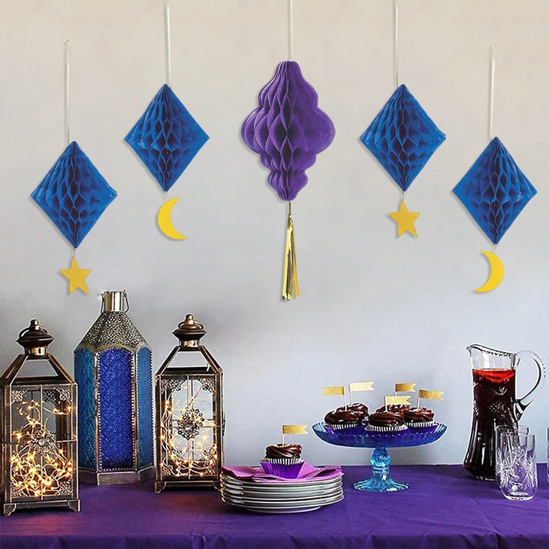 Ramadan Hanging Banner  Eid Mubarak Wall Door Decoration Crescent Moon Ornament Photo Props Islamic Muslims Party Decor