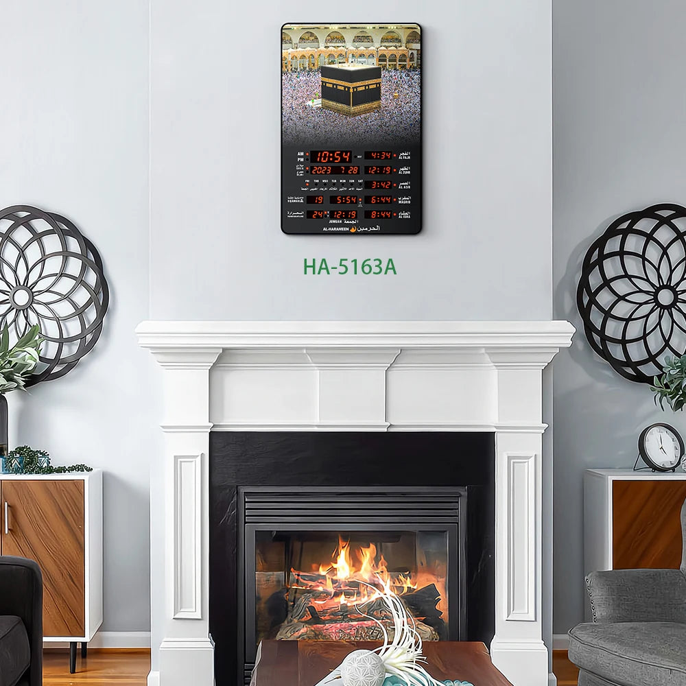 LED Digital Prayer Clock Azan Mosque Alarm Clock Islamic Muslim Wall Clock With Remote Control Calendar Ramadan Home Decoration