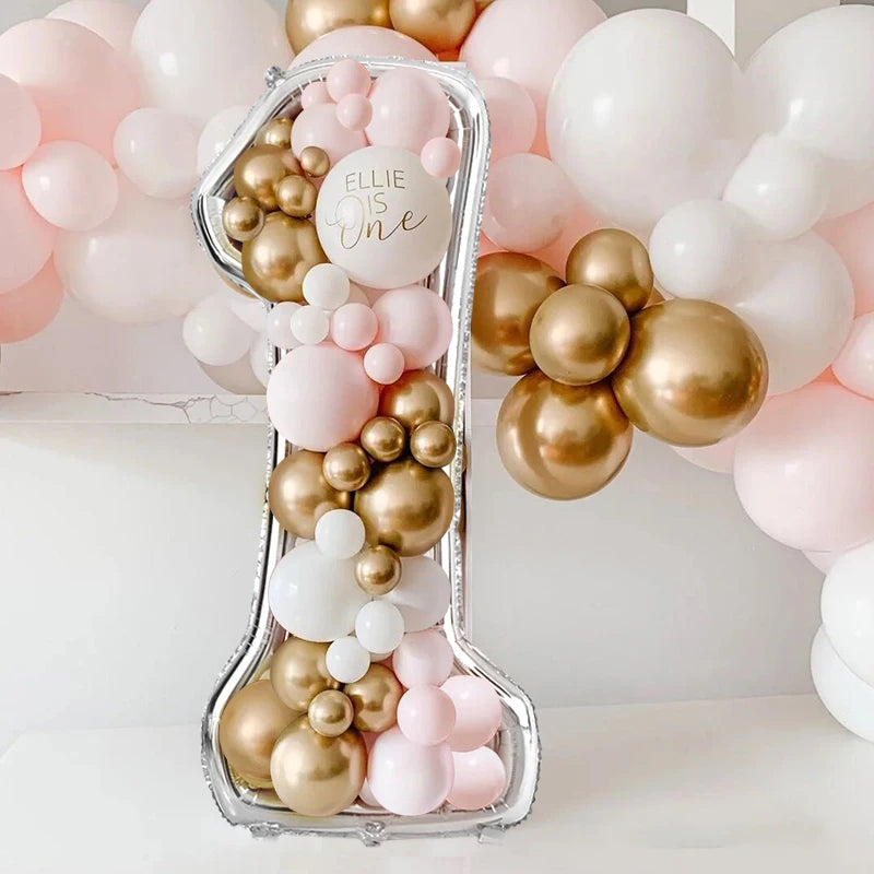 65inch Large Foil Number Balloon DIY Filling Frame 1st 18th Birthday Decoration Balloons Filling Box Wedding Anniversary Decor