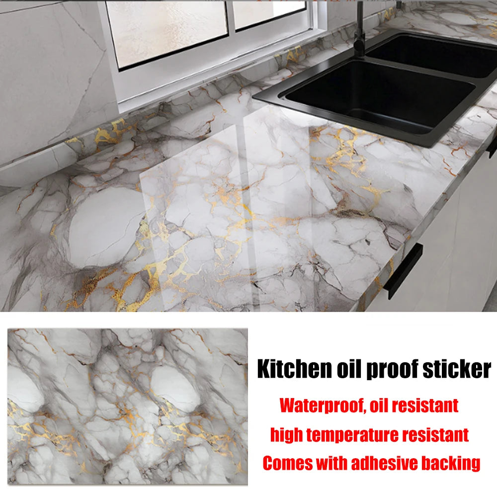 40cm New Kitchen Oil-proof Wall Stickers Self-adhesive Stain-resistant High Temperature Kitchen Countertop Protective Wallpaper