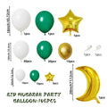 106Pcs Eid Mubarak Balloon Arch Kit, Dark Green Platinum Latex Balloons, with Moon Star Foil Balloon Decorations, for Ramadan Festival Party Decorations Eid Celebration Decorations