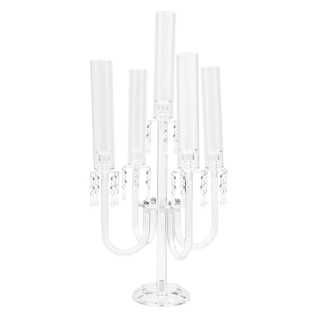 4PCS 4+1 Arms Acrylic Candle Holders  Candelabra Wedding Table Centerpieces Flower Stands Party Candlesticks Decoration
