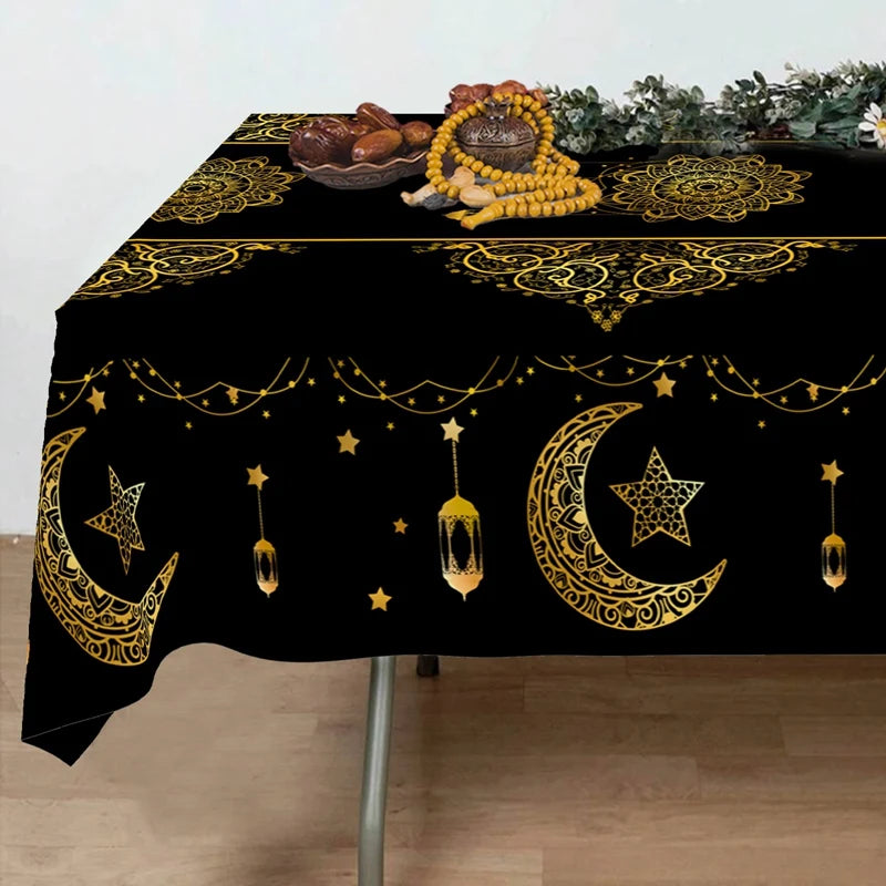 Eid Mubarak Tablecloths Ramadan Decoration for Home 2026 Islamic Muslim Party Decor Ramadan Tableware Supplies Eid Al Adha Gift
