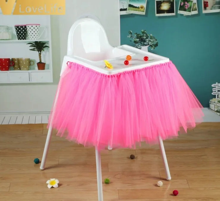 Tutu Chair Skirt Mesh Chair Skirt Children's Table Chair Skirt Party Decorative Chair Skirt Baby Birthday Party Decoration