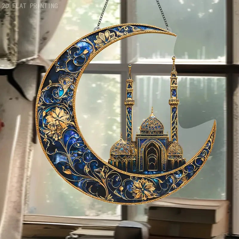 1 Piece Middle East Ramadan Festival Decoration Retro Colored Acrylic Disc Hanging Decoration Home Room Chain Decoration Pendant