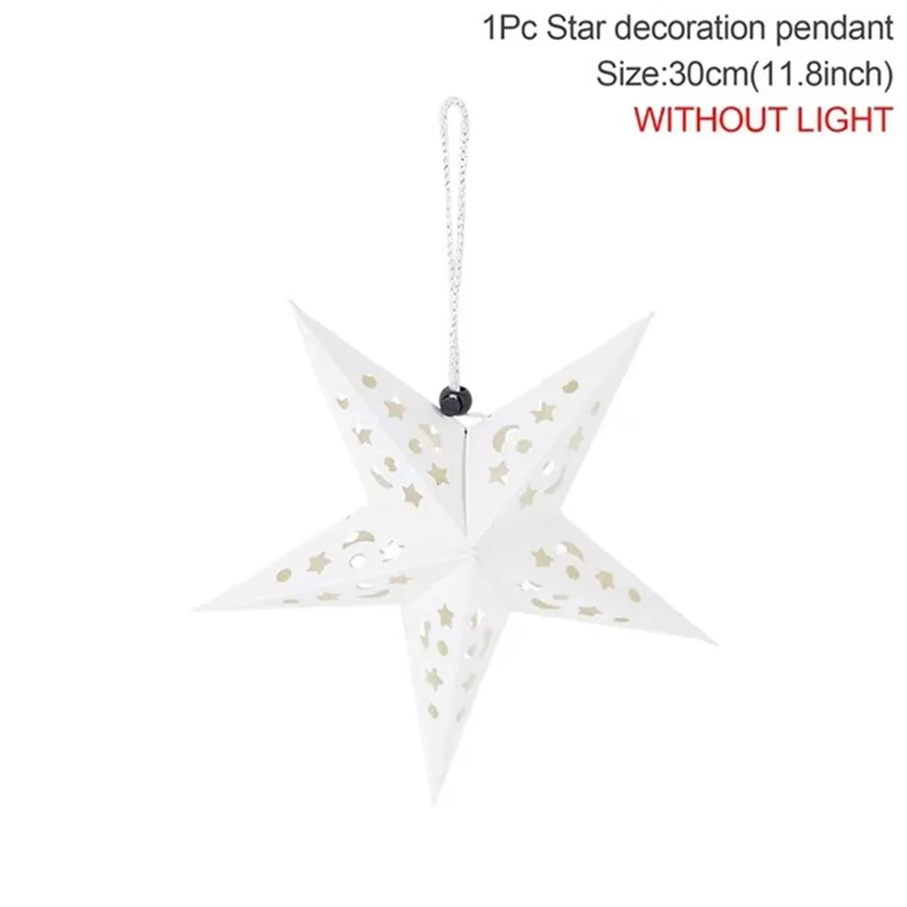 30/45/60cm Hollow Out Star Hanging Pendant Eid Mubarak Decoration Islam Muslim Light Paper Lantern Star Home Party Ramadan Decor