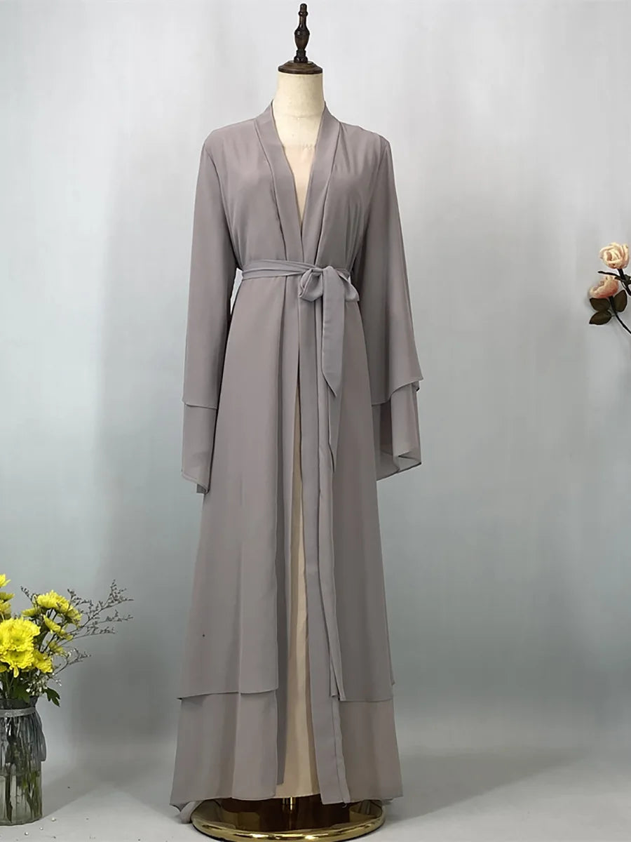 2025 Ramadan Kebaya Chiffon Open Abaya – Modest Women Muslim Kaftan Dress