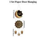 Lantern Welcome Sign Diy Ramadan Door Hanger Eid Mubarak Hanging Sign Gold Moon Castle Decoration For Islamic Festival Party