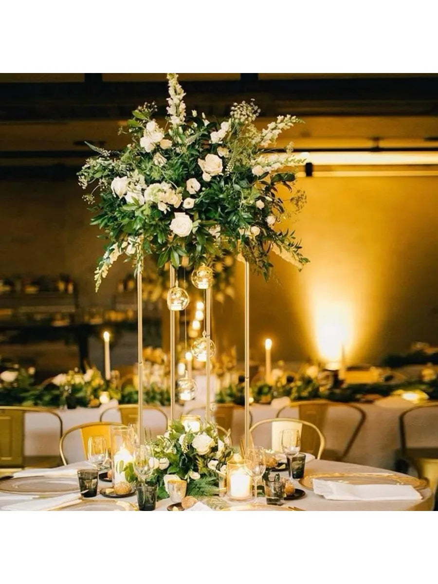 Pack of 5 Gold Wedding Table Centerpiece 23.6inches Tall Metal Flower Stand for Party Event Home Decor(Gold)