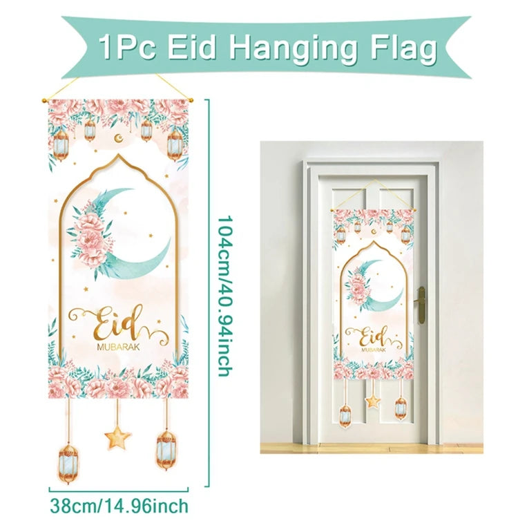 Eid Mubarak Decoration Hanging Flag Eid Mubarak Decor 2025 for Home Islamic Muslim Party Decor Ramadan Kareem Eid Al-Fitr Gift