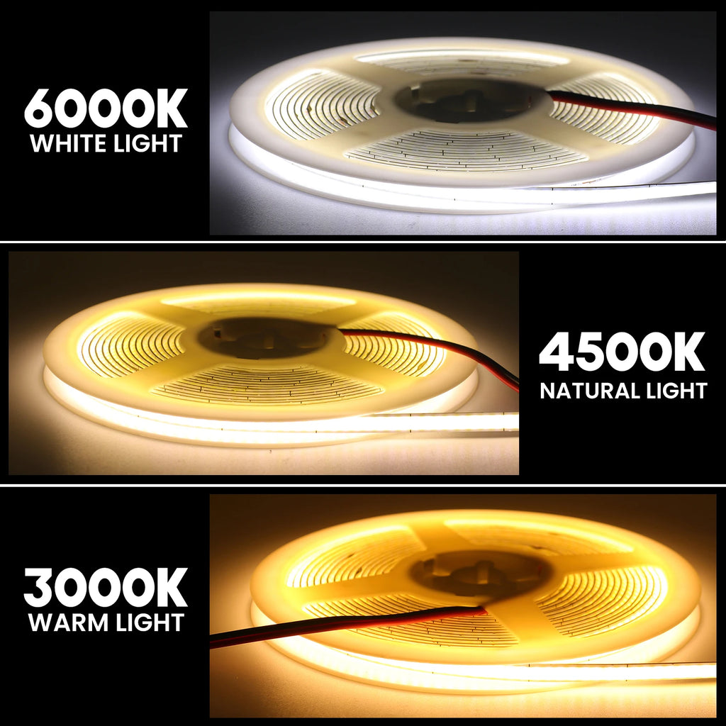 USB Dimmable COB LED Strip Light 3MM 5MM 8MM RA90 High Density 320LEDs/M 3000K 4000K 6500K FOB Flexible Ribbon Tape Rope Lamp