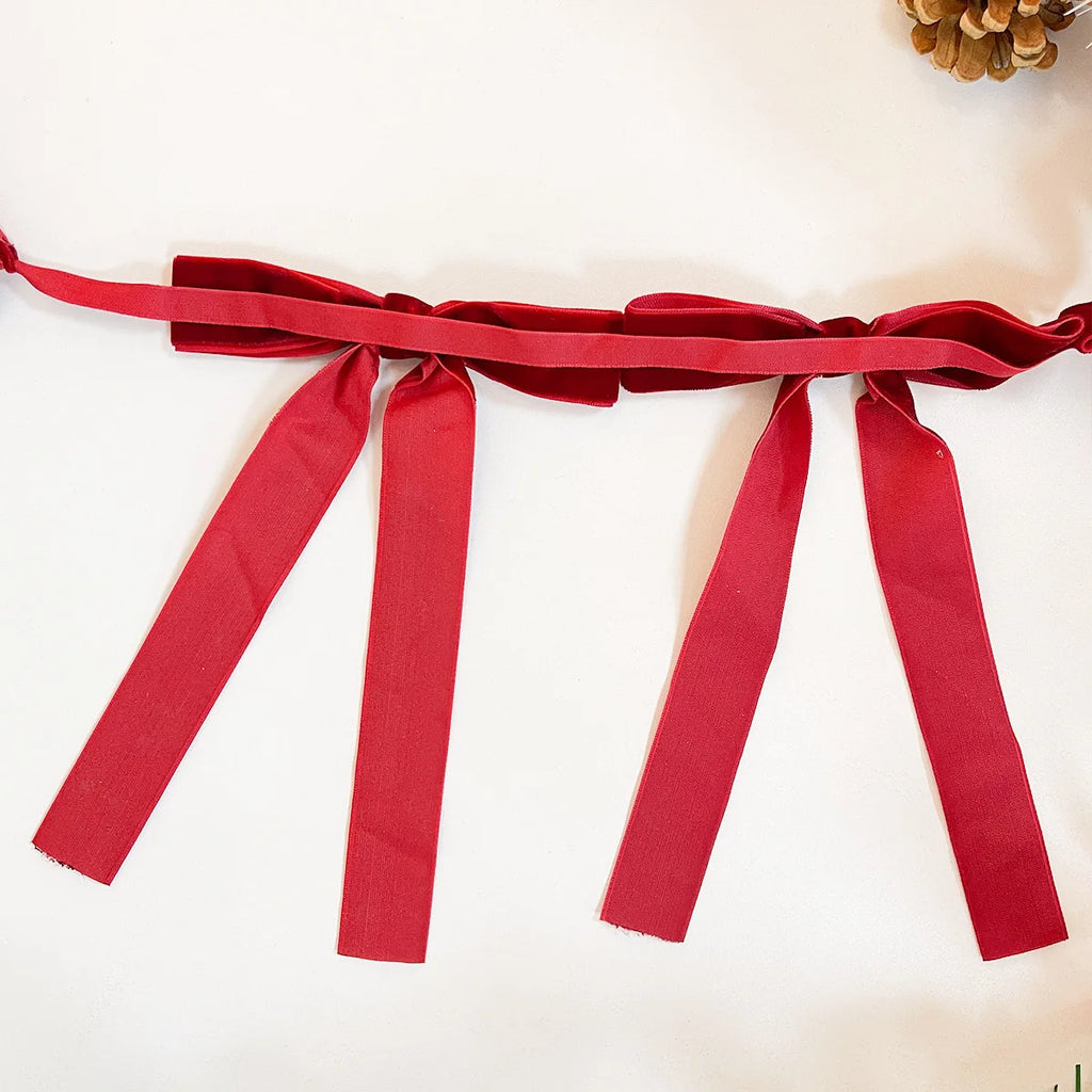 2/3M Flocking Bowknot Ribbon Pull Flower Decorative Banner for Party, Ramadan Decorations 2026, Window Atmosphere Decoration