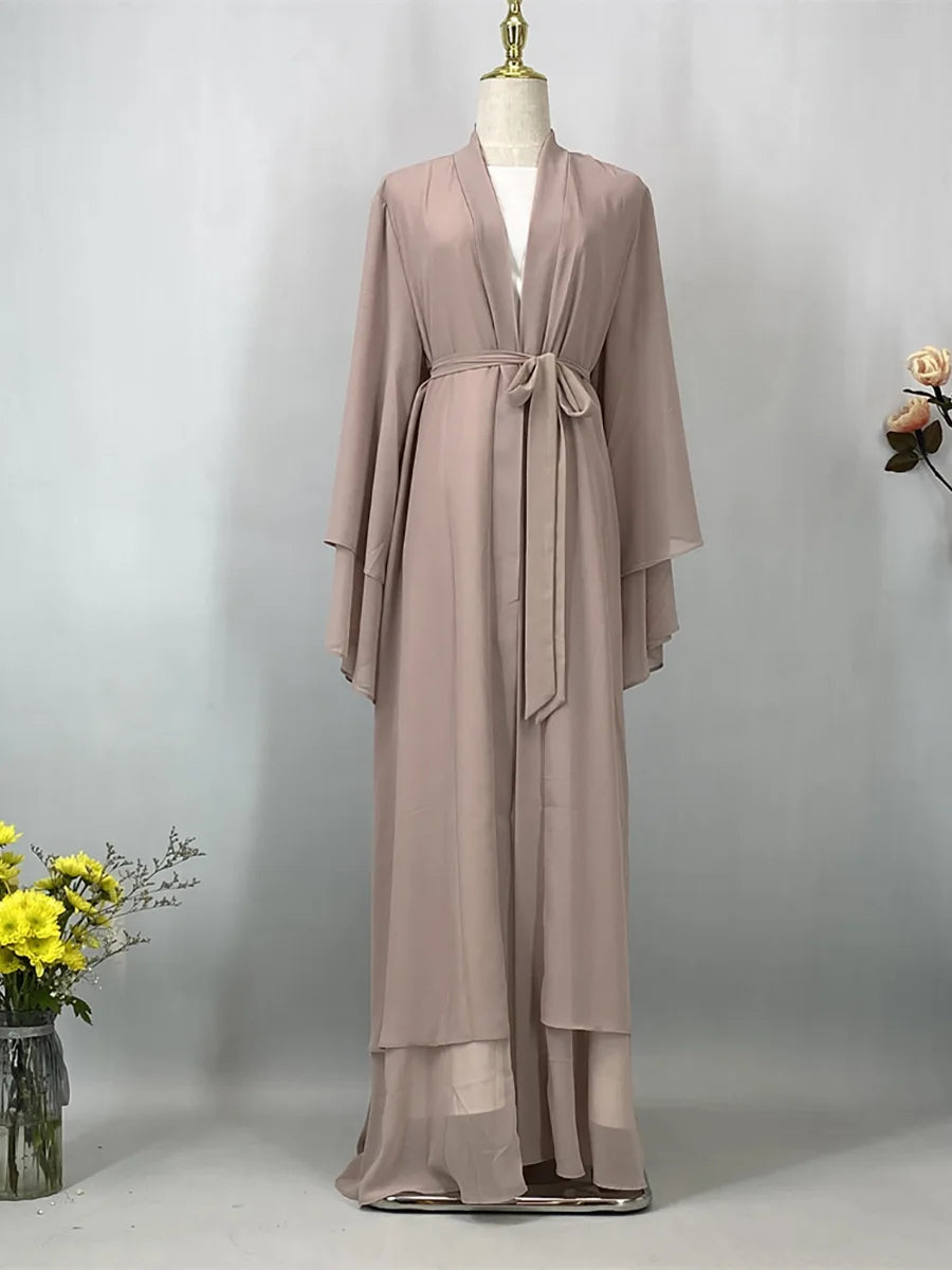 2025 Ramadan Kebaya Chiffon Open Abaya – Modest Women Muslim Kaftan Dress