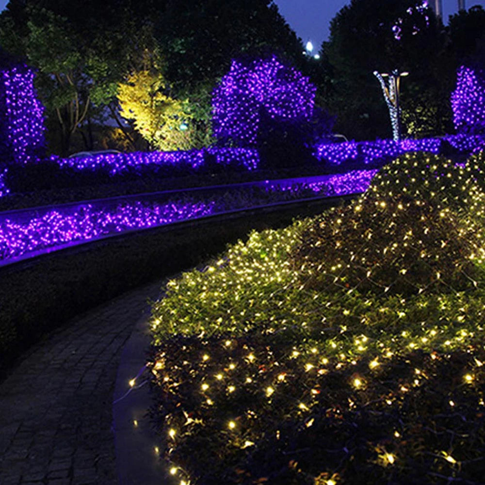 LED Net Curtain Light 110V 220V Fairy Lights Outdoor String Christmas Garlands Xmas Party Garden Wedding Decoration 3X2M 6X4M