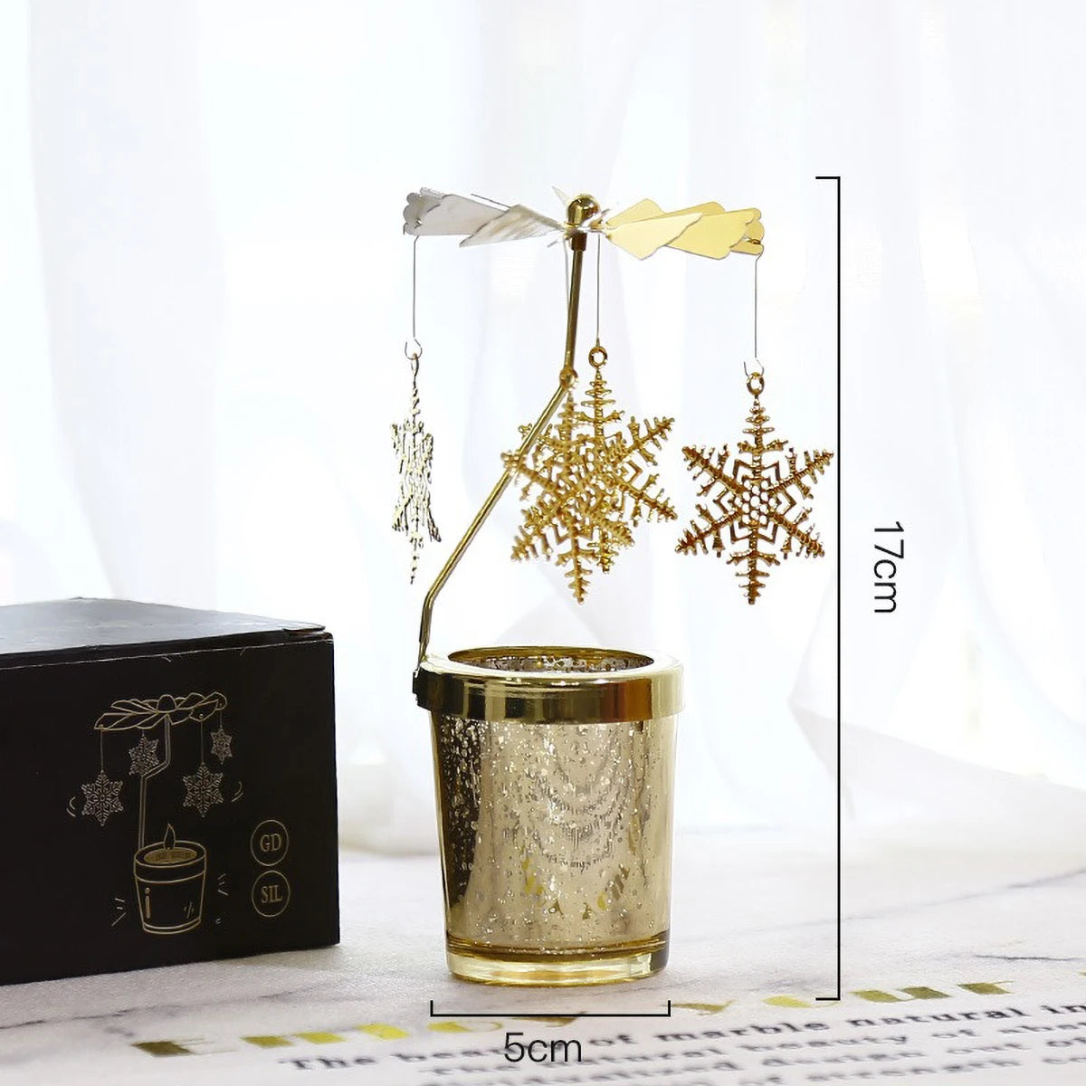 Gold Metal Rotating Tealight Candle Holder for Table Design Candlesticks‌ - Elegant Dining Room Decor, Unique Centerpiece