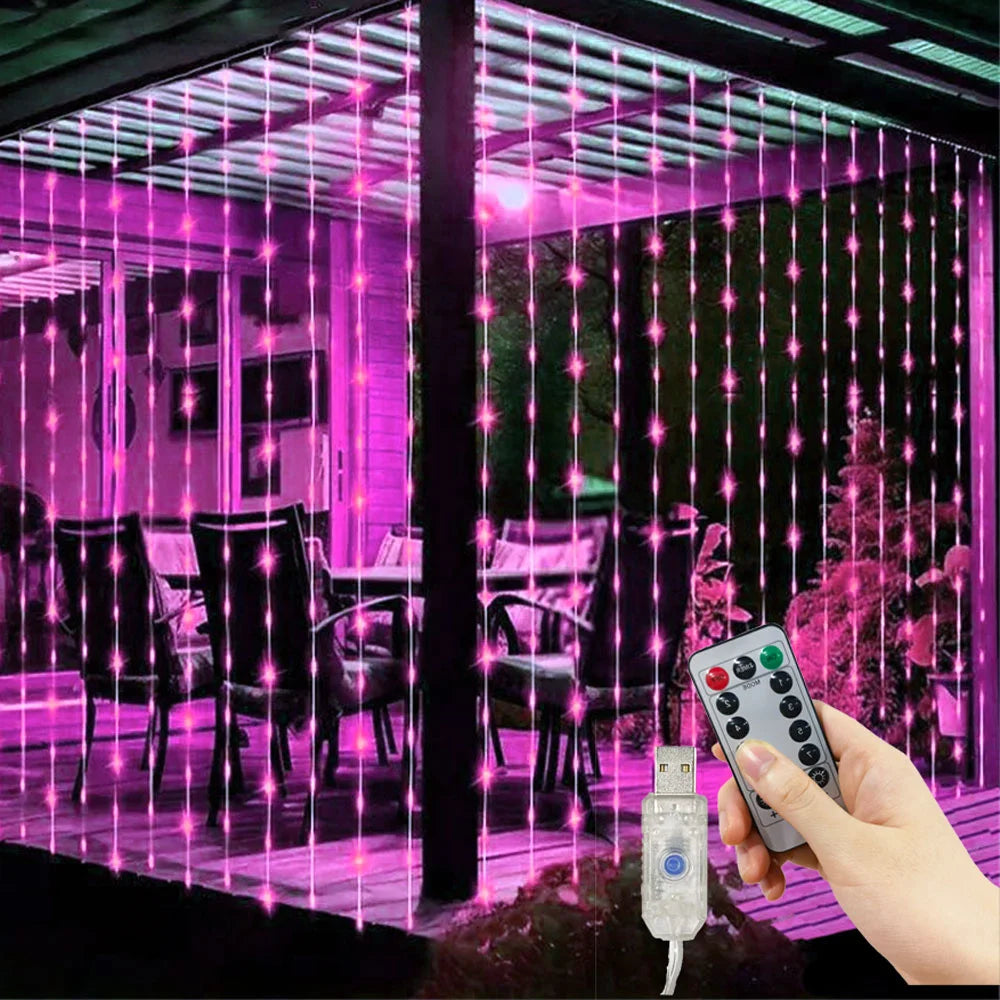3/4/6M USB Curtain LED String Lights Fairy Lights EID Mubarak Bedroom Wedding Valentine's Day Ramadan Home Decoration 2026