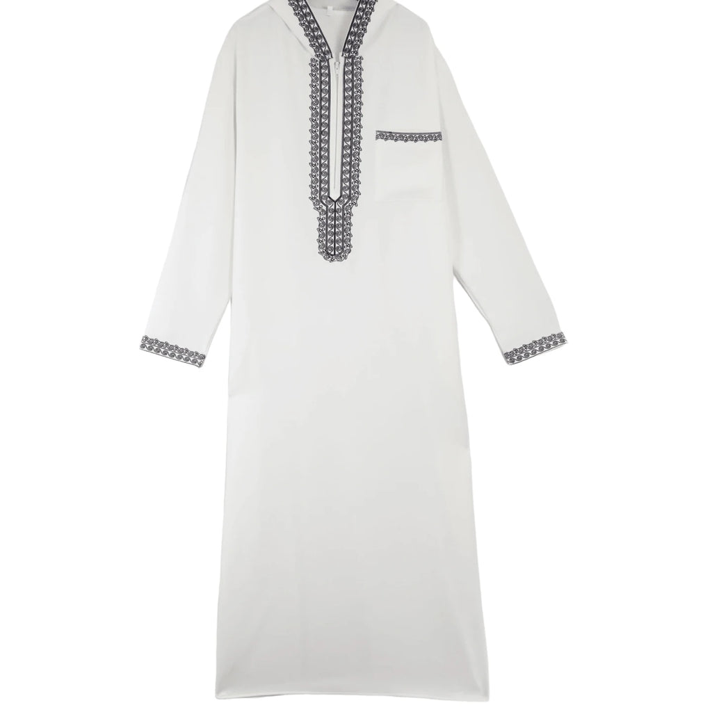 Muslim men's thobe long-sleeved embroidered Saudi Arabia elegant Islamic traditional clothing for festivals Arab Robe Dress