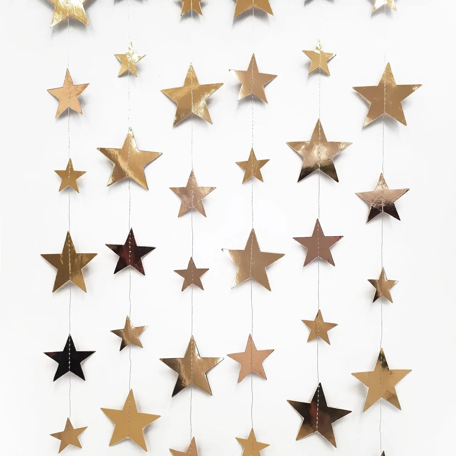 Champagne Gold Party Decorations Star Dots Garlands  Hanging Paper Heart Streamer Banner Wedding Valentine Day Party Flag Decor