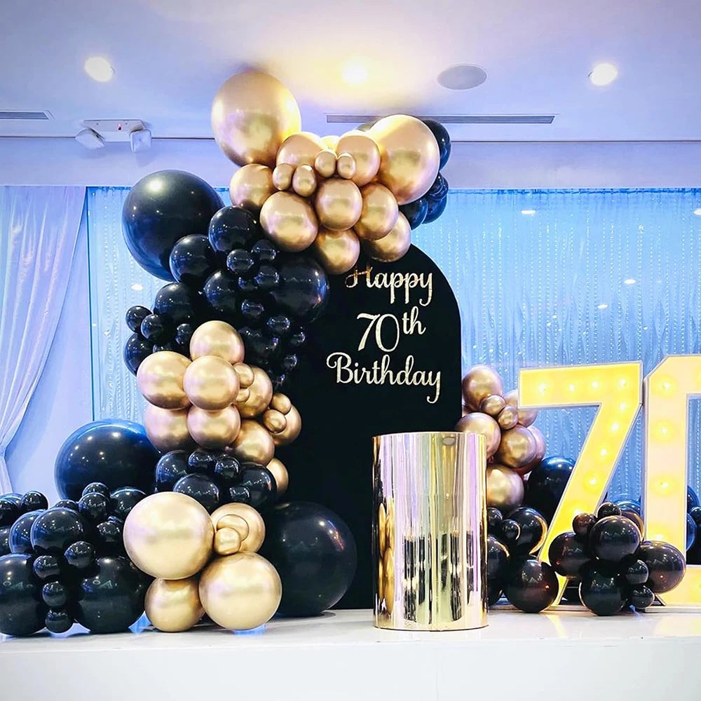 12inch Black Metallic Gold Latex Balloon Set Black Gold Confetti Balloon Graduation Globos Birthday Party Baby Shower Decoration