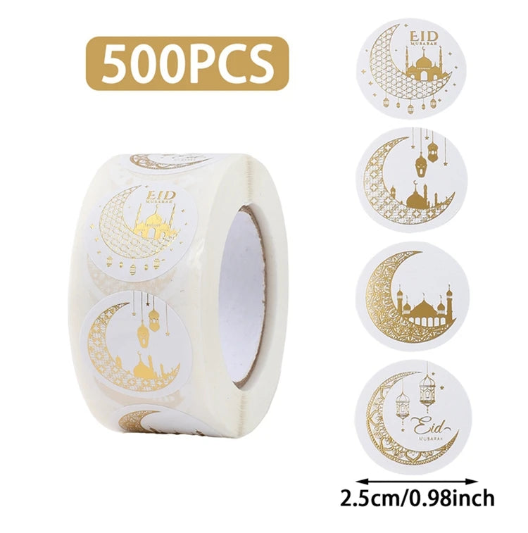 EID Mubarak Stickers Ramadan Decoration 2025 For Favor Gifts Label Ramadan Kareem Islamic Muslim Party Eid Al Adha Gifts
