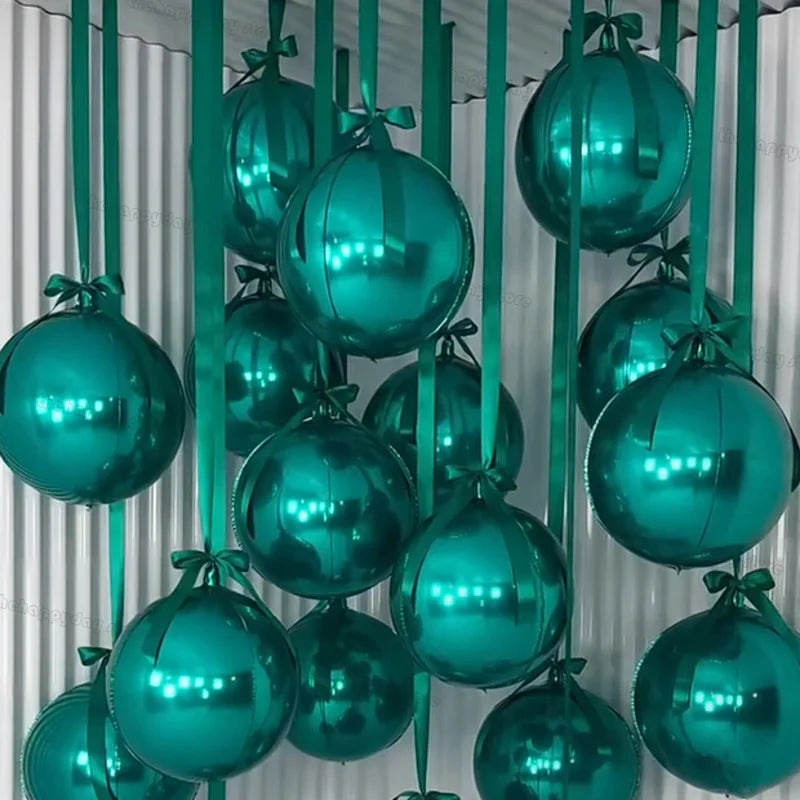 20/10Pcs Hanging 4D Round Foil Balloons 22in Dark Green 4D Round Balloon for Wedding Birthday Xmas Party Helium Air Globos Decor