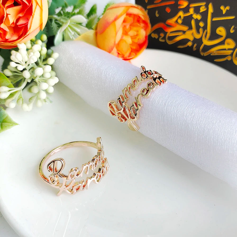 1/6Pcs Ramadan Napkin Rings Gold Bismillah Napkin Holder Ramadan Kareem Eid Mubarak Party Table Supplies Ramadan Decoration 2026
