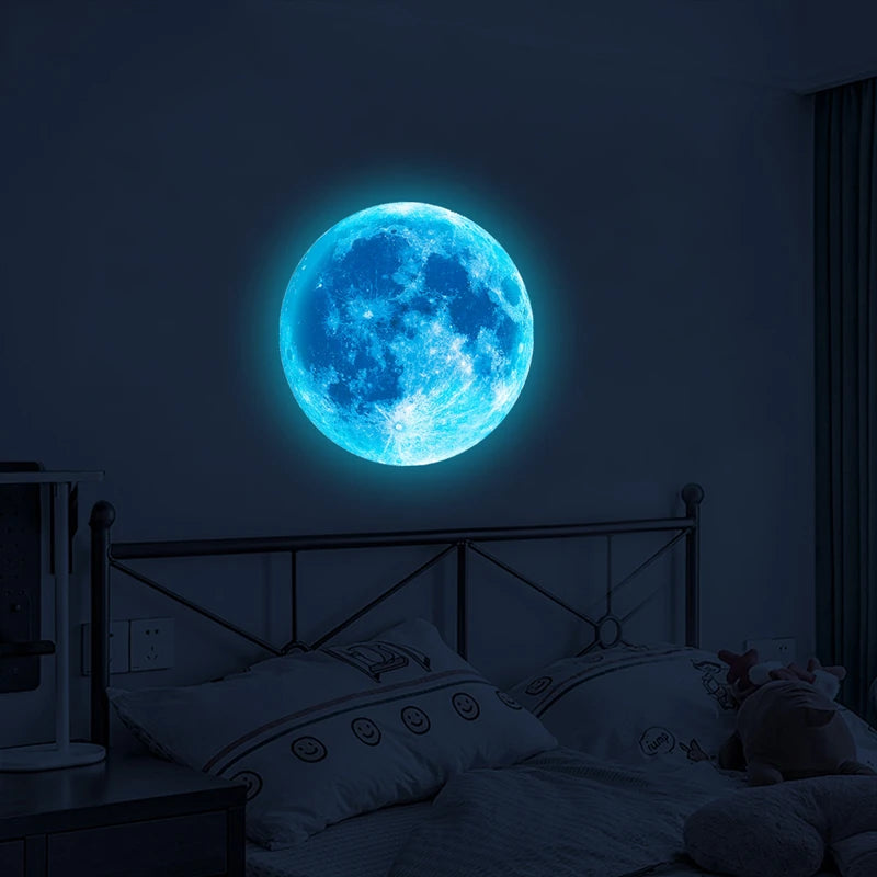 Luminous Moon Stickers Star Sky Fluorescent Wall Decals Glow in the Dark Kids Bedroom Living Room Bathroom for Home Decorations