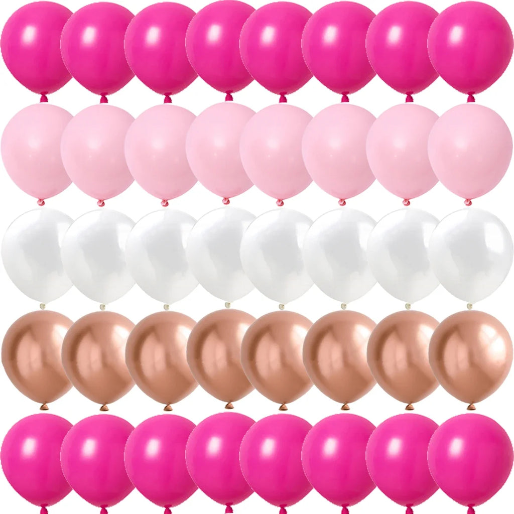 40PCS Rose Pink Metal Latex Confetti Confetti Balloons Wedding Decorations Matte Globos New Year Birthday Party Decorations