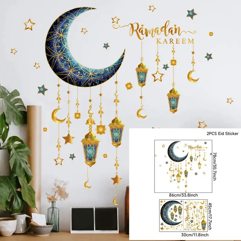 Eid Mubarak Wall Stickers Kareem Ramadan Decoration 2024 For Home Islamic Muslim Party Decor Mubarak Ramadan Window Sticker Gift