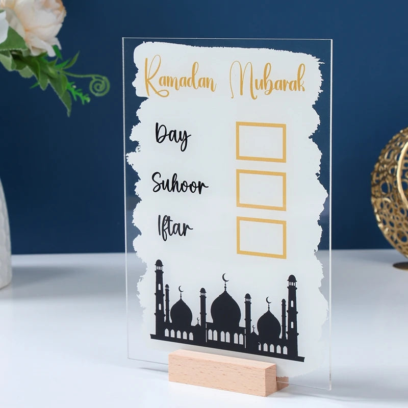 Ramadan Countdown Calendar Acrylic Eid Mubarak Ornament Kareem Ramadan Decoration 2025 For Home Islamic Muslim Party Decor Gifts