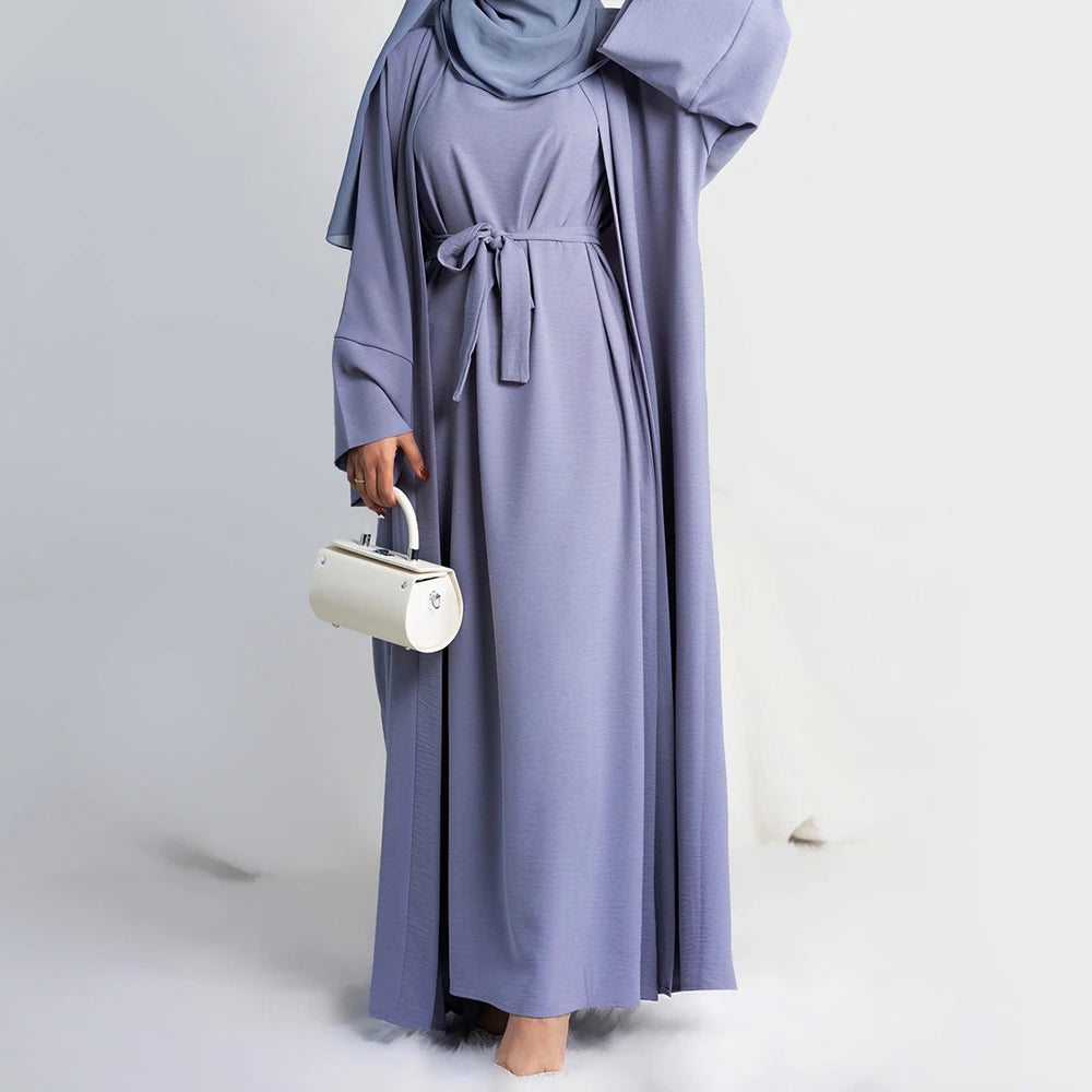 Classic Solid Muslim Abayas Dresses Sets Luxury Slim Breathable Long Sleeves Abayas Ladies Party Gift Clothing Wholesale RIMAIRE