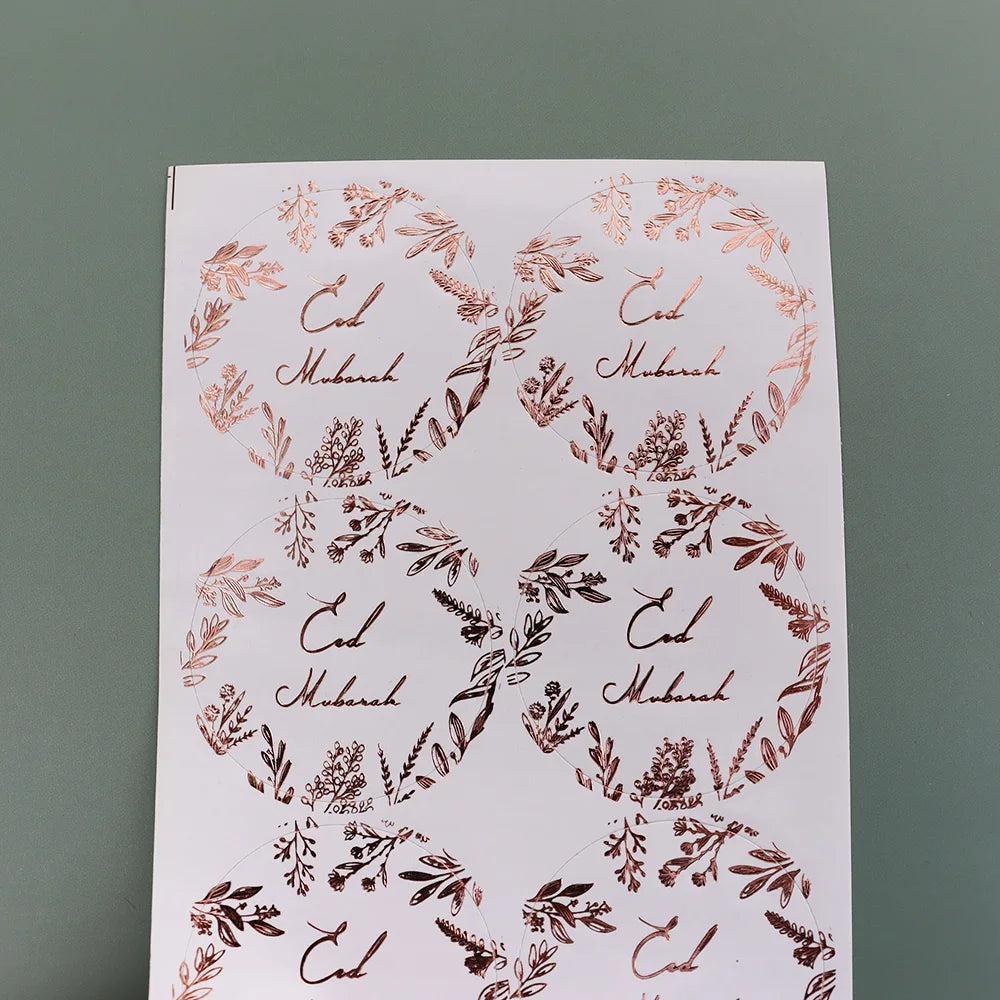 50pcs Gold Star Moon EID Mubarak Sealing Stickers Ramadan Mubarak Gift Lable Sticker Muslim Islamic Party Decor Packing Stickers